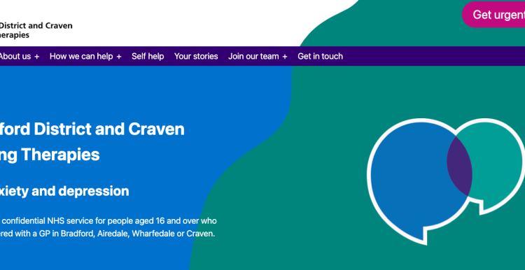 Screenshot of Bradford District and Craven Talking Therapies website